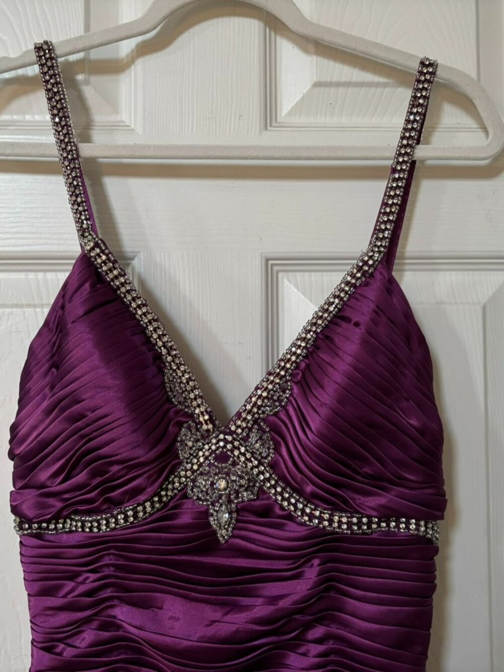 NWT Chicas Royal Purple Gown with Rhinestone and Bead Embellishments Size Small - Picture 4 of 14